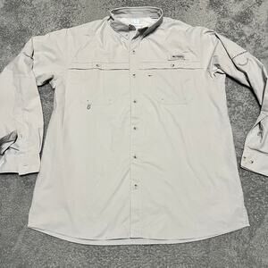 Columbia PFG Shirt Mens Large Gray Omni Freeze Zero Fishing Cooling Vented